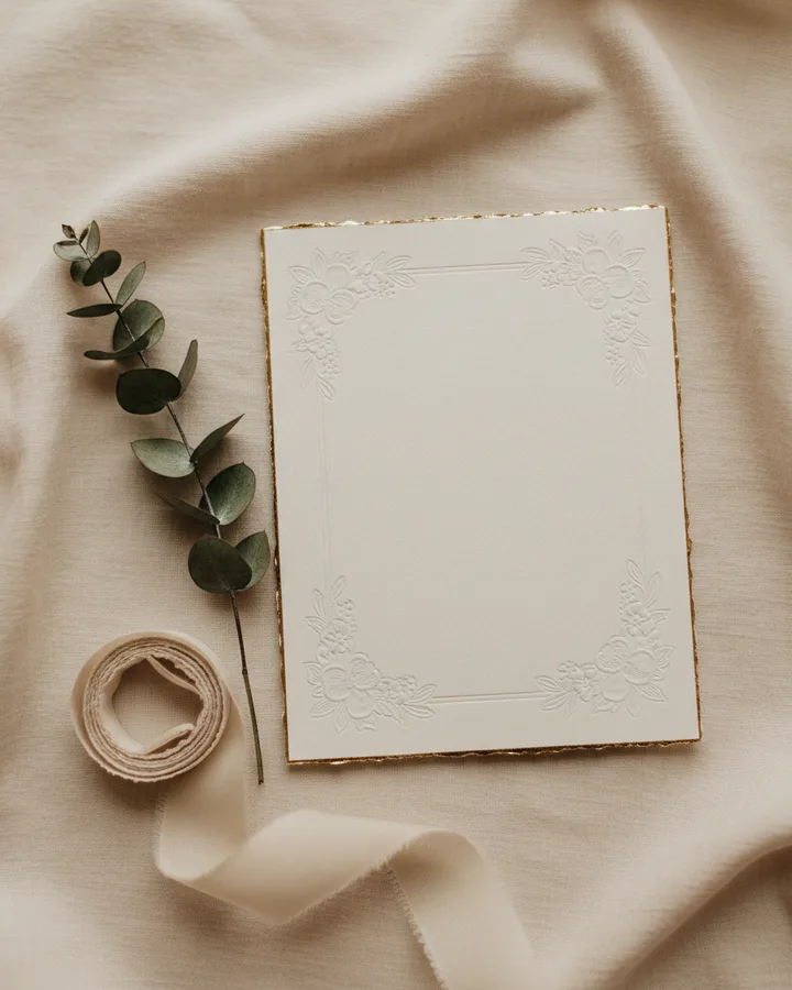 A wedding invitation on linen